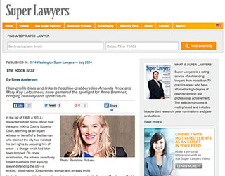Super Lawyers magazine article about Anne Bremner